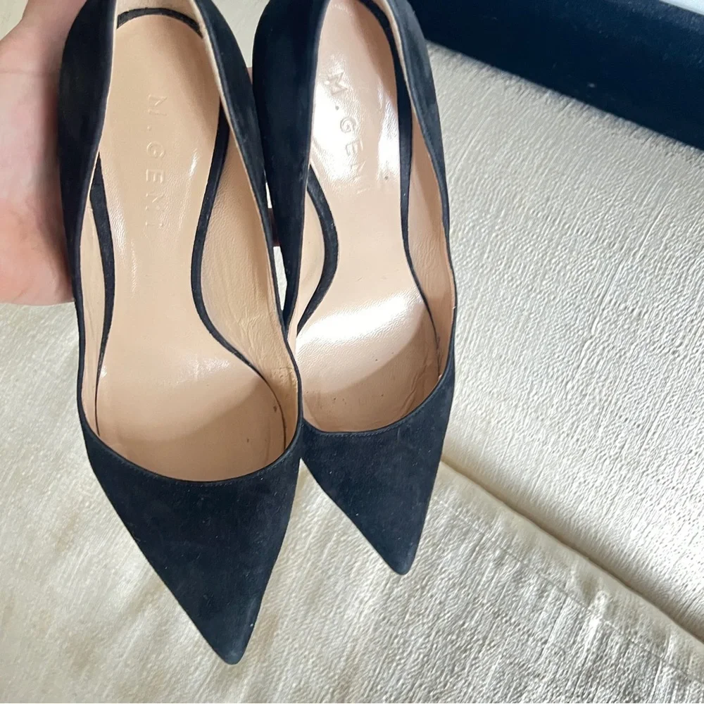 M. Gemi The Esatto 70mm Black Suede Leather Stiletto Heels Size EU 37